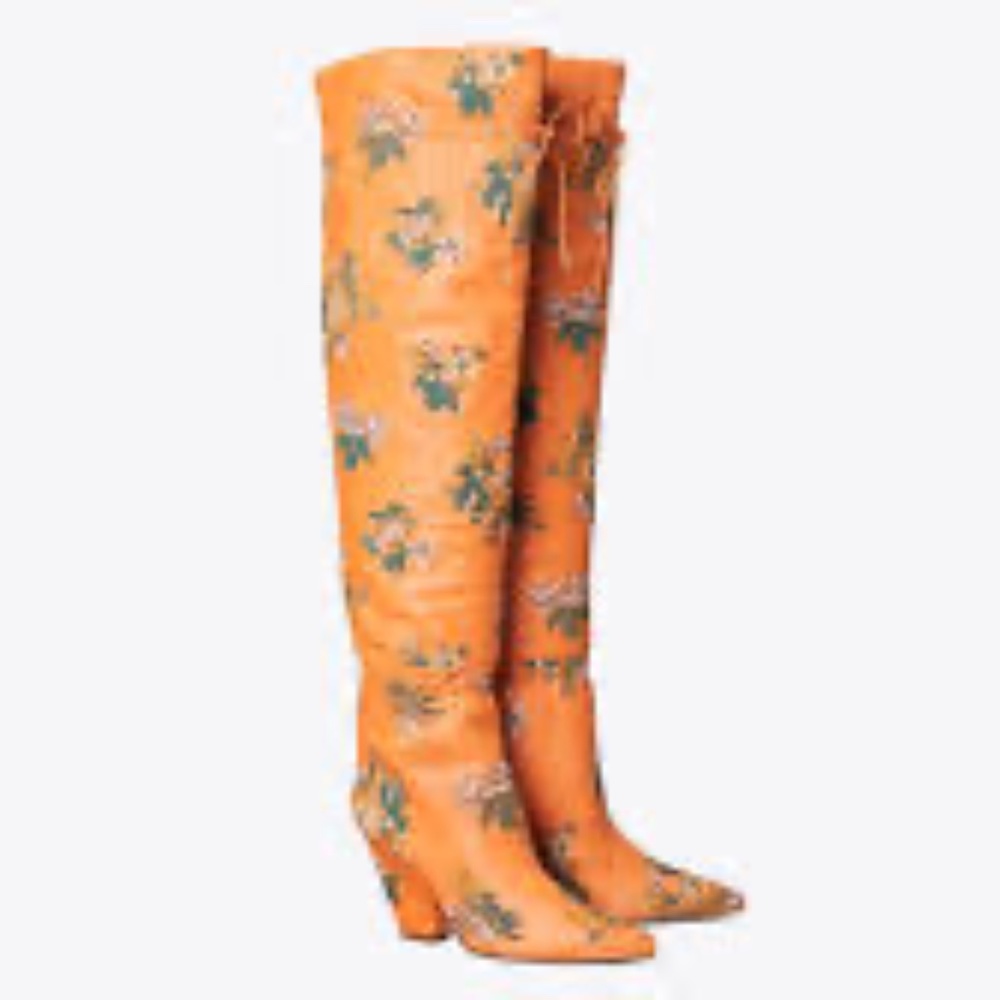 Tory Burch Over the Knee Embroidered Boots